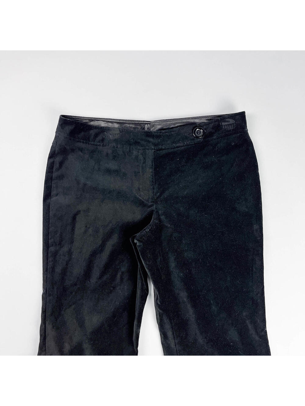 Y2K Capri Pants, Low Rise Black Velvet Wide Leg Cuffed Three Quarter Length